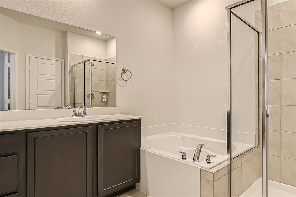 2407 Siskiyou Street Lewisville, TX 75056 - Photo 21 of 31 a bathroom with a sink and a mirror