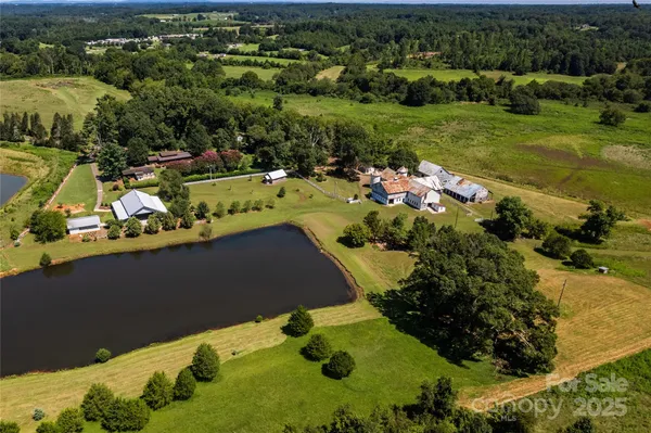 a view of a lake with a houses