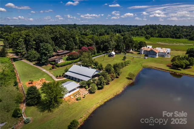 a view of a garden with a lake