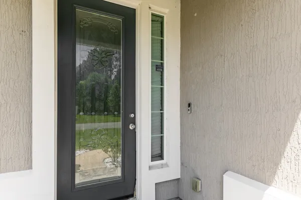 a bathroom with a window