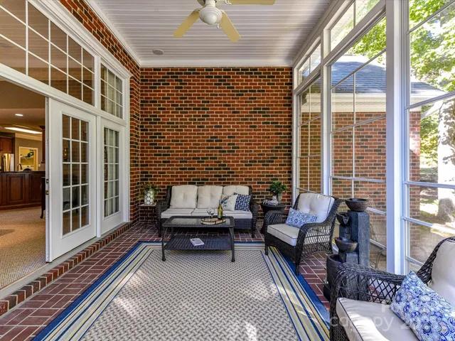 a balcony view with a couch