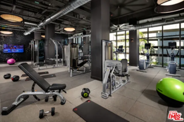 a view of a room with gym equipment