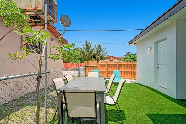 a view of an outdoor seating area