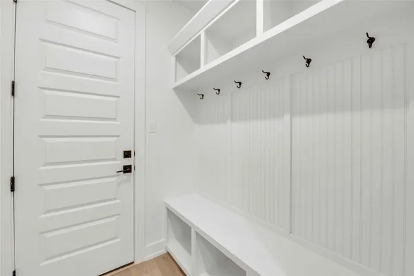 a view of an empty walk in closet