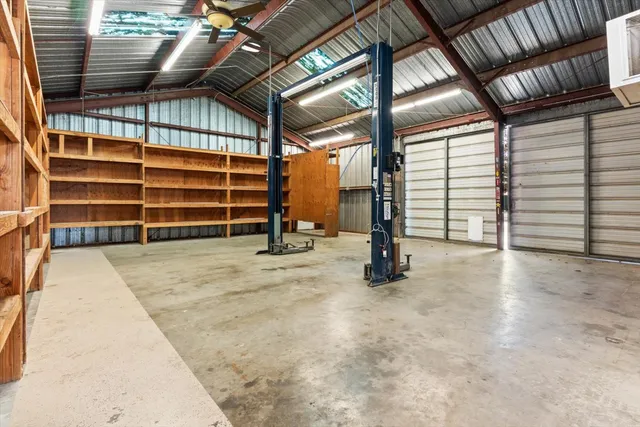 a room with a workspace