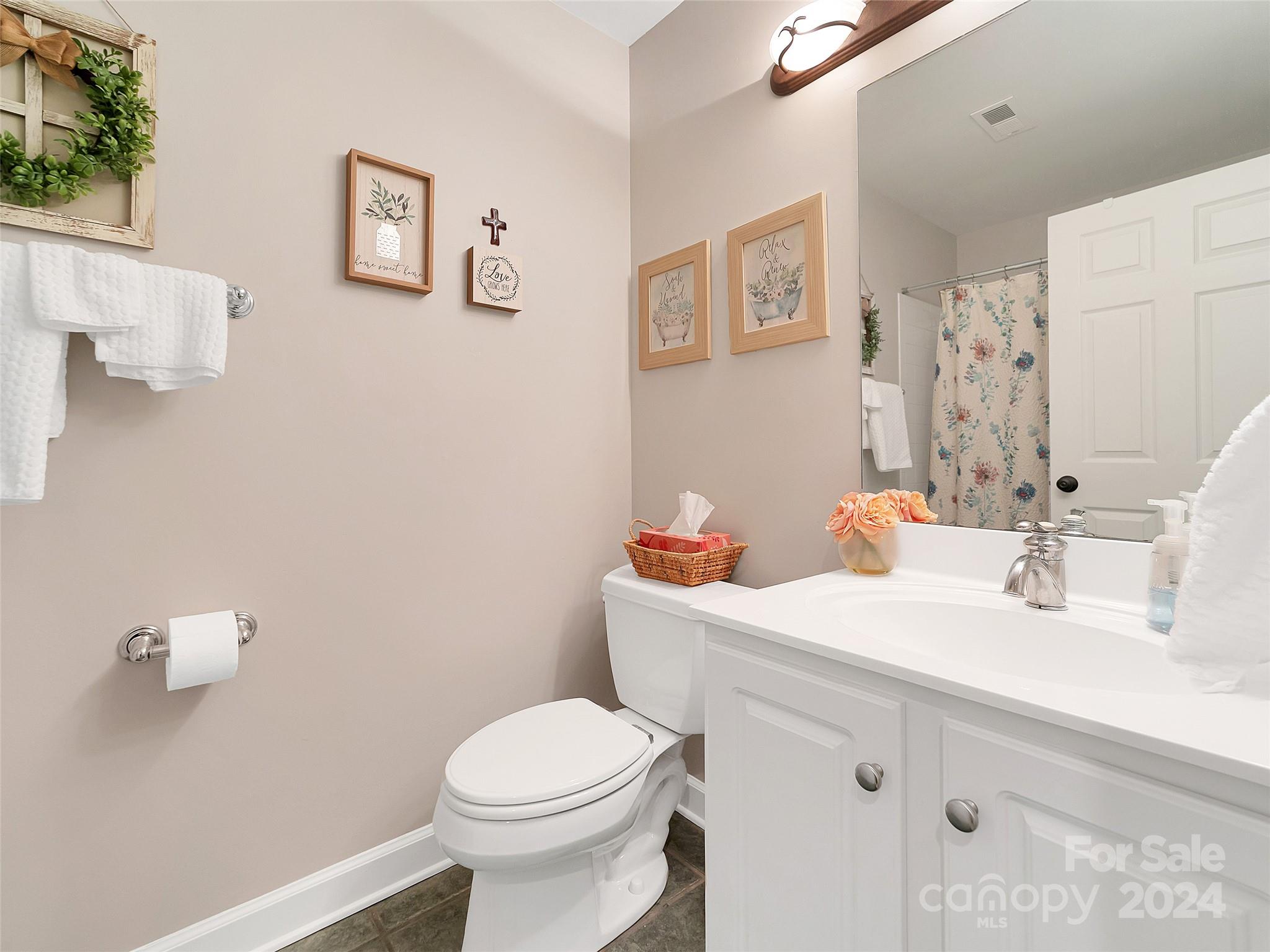 99 Ridgetop Circle, Unit 102 Brevard, NC 28712 - Photo 12 of 36 a bathroom with a sink mirror vanity and toilet
