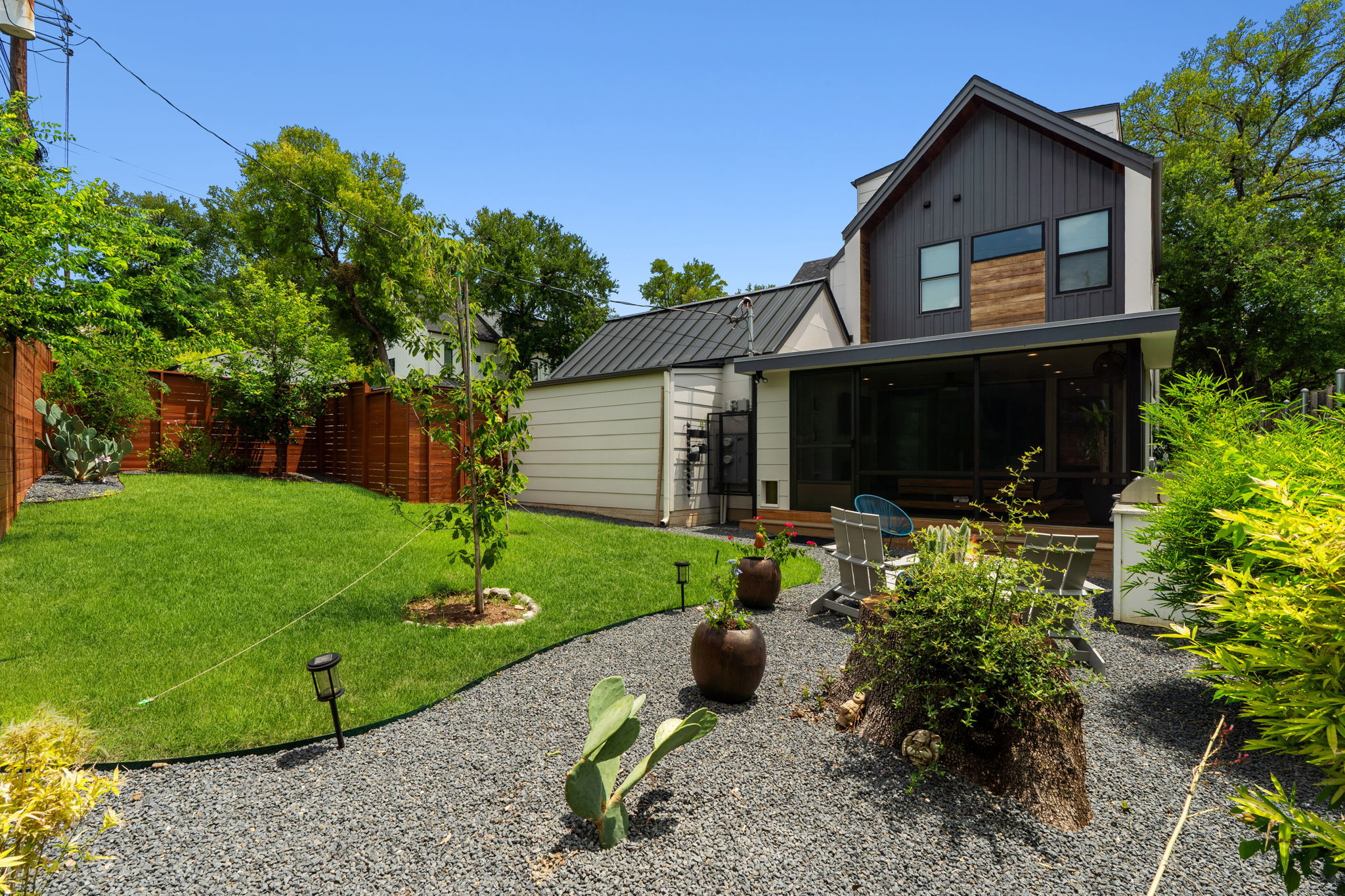2508 Paramount Avenue, Unit B Austin, TX 78704 - Photo 33 of 40 Enjoy outdoor living with your own private fenced-in backyard complete with well manicured landscaping and a lush irrigated lawn.