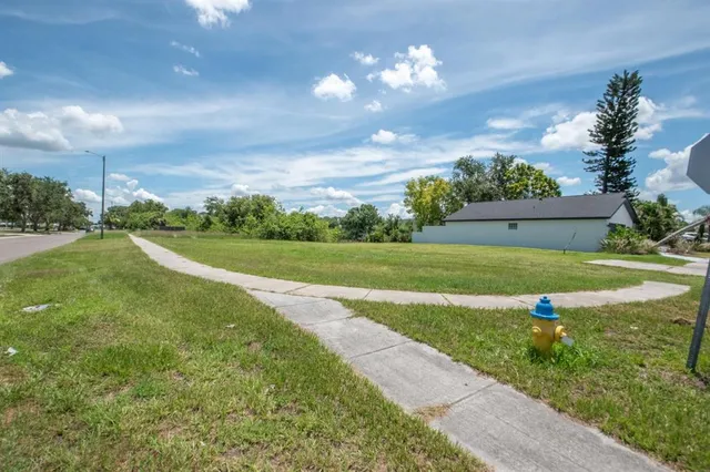 a view of a golf course with a garden