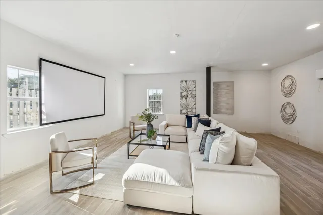 a living room with furniture