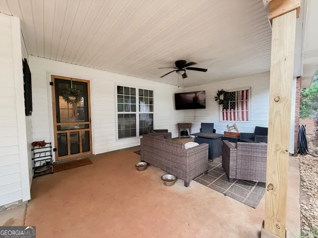 a living room with furniture