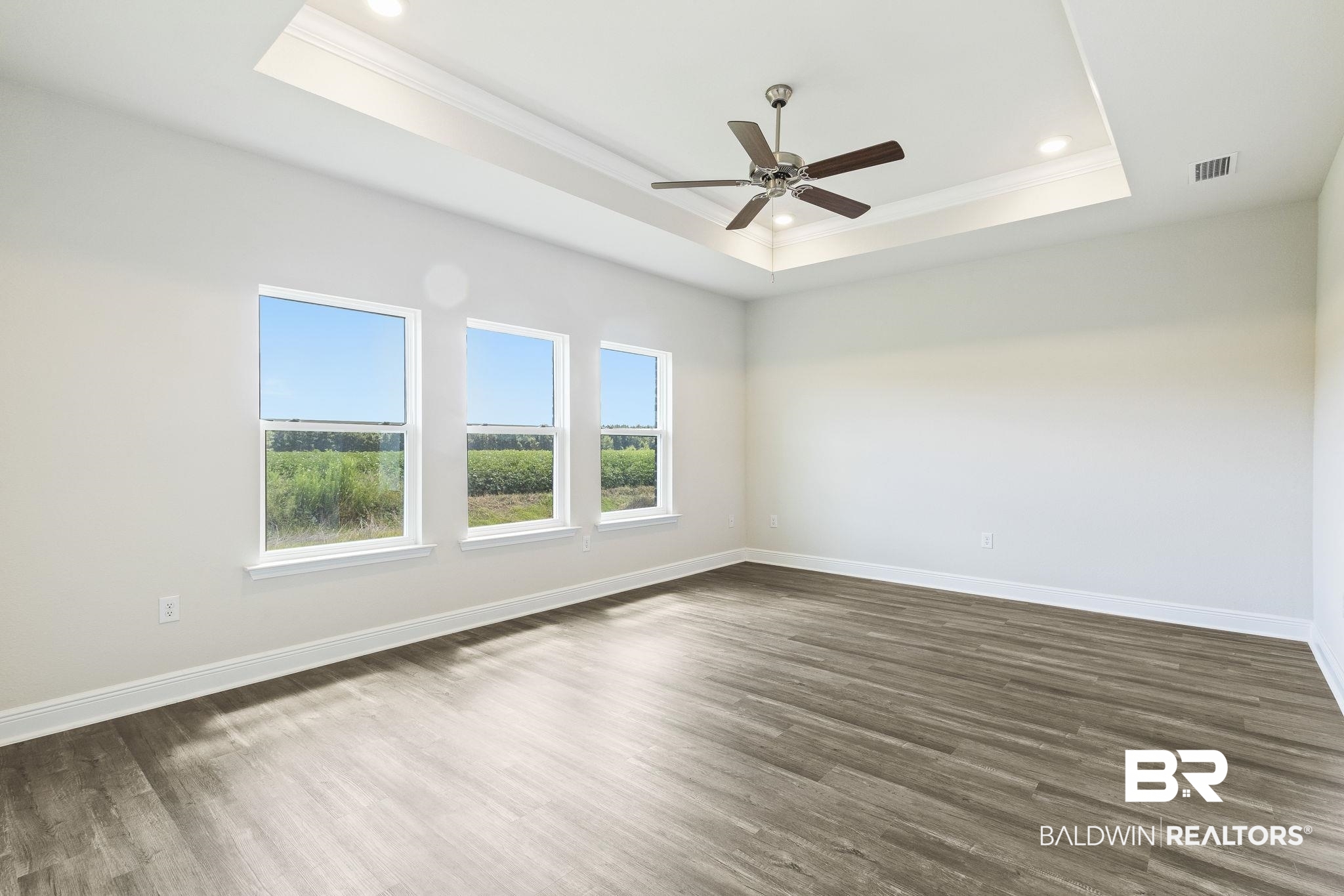 11303 Genuine Risk Circle Daphne, AL 36526 - Photo 36 of 100 Primary suite features lots of natural light, a trey ceiling, ceiling fan, and recessed lighting.