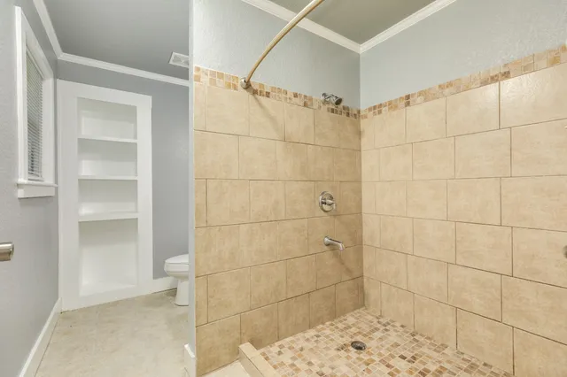 a bathroom with a shower