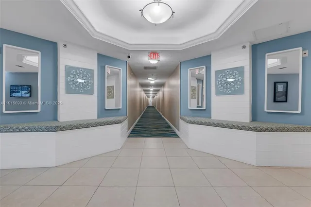 a building view with swimming pool in front of building