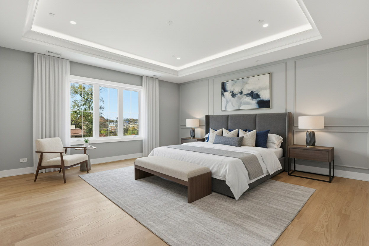 1220 Courtland Avenue Park Ridge, IL 60068 - Photo 14 of 32 a spacious bedroom with a large bed and a couch