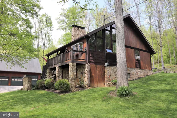 a view of a black and white house