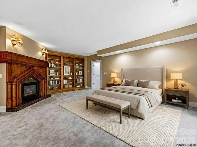 a view of hallway with a large window