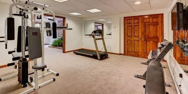 a view of a room with gym equipment