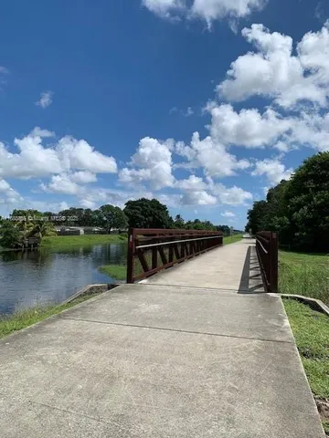 a view of a lake with a city