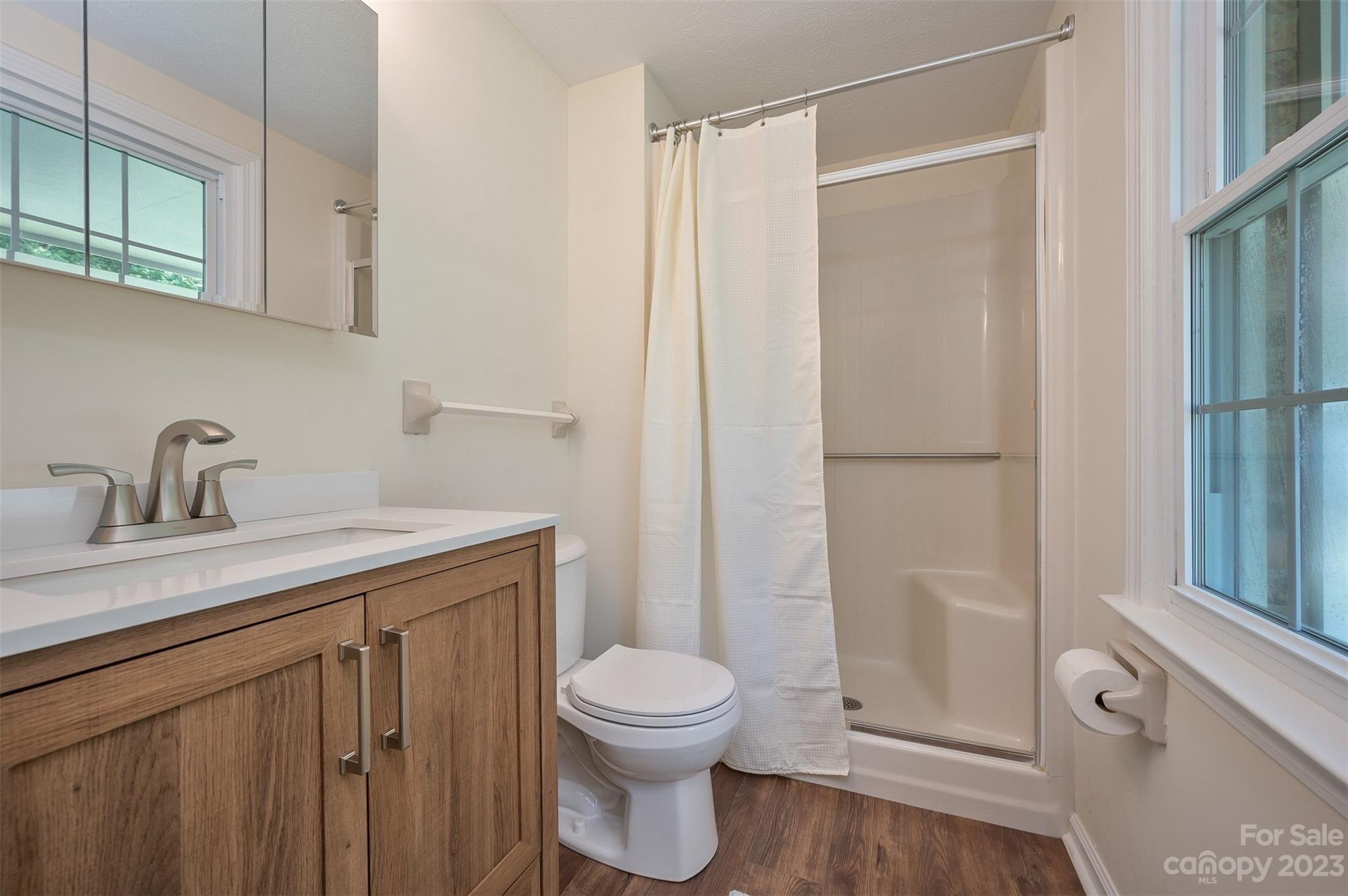 980 Brookside Camp Road Hendersonville, NC 28792 - Photo 26 of 47 a bathroom with a sink a toilet and shower