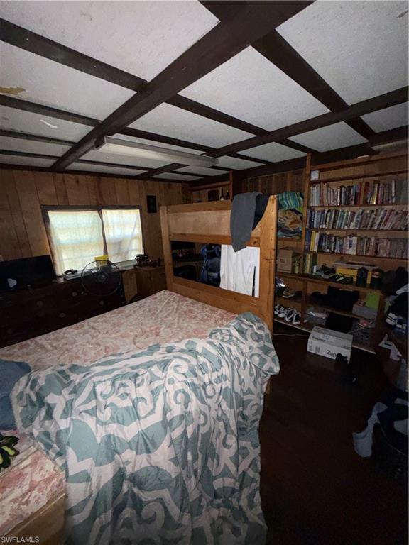 117 Robert Avenue Lehigh Acres, FL 33936 - Photo 20 of 20 Bedroom featuring wooden walls, coffered ceiling, and beamed ceiling