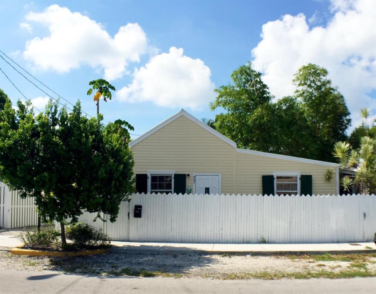 a front view of a house with a yard and a large tree