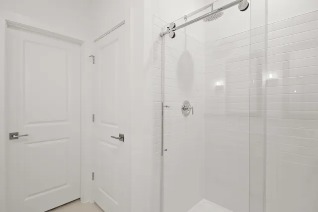 a view of small space with racks on the wall