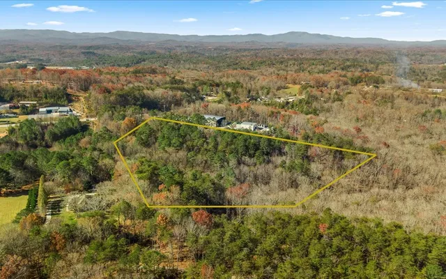 a view of a city with mountains in the background