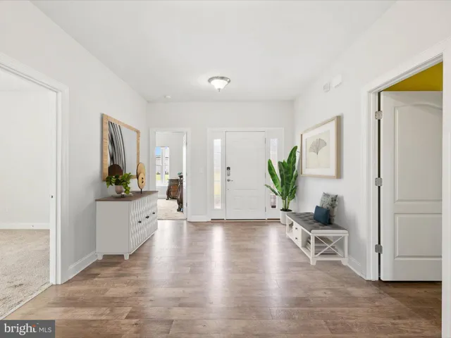 a living room with furniture two windows and a fireplace