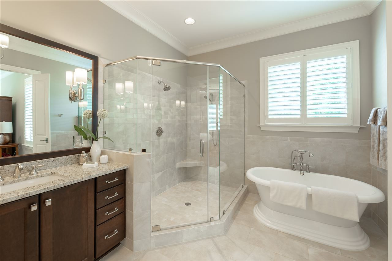 1437 Tacketts Pond Drive Raleigh, NC 27614 - Photo 10 of 30 The tile floors, soaking tub, walk-in shower, private lavatory, double vanity, and huge walk-in closet with built in shelves make this master suite unbeatable. Master bathroom