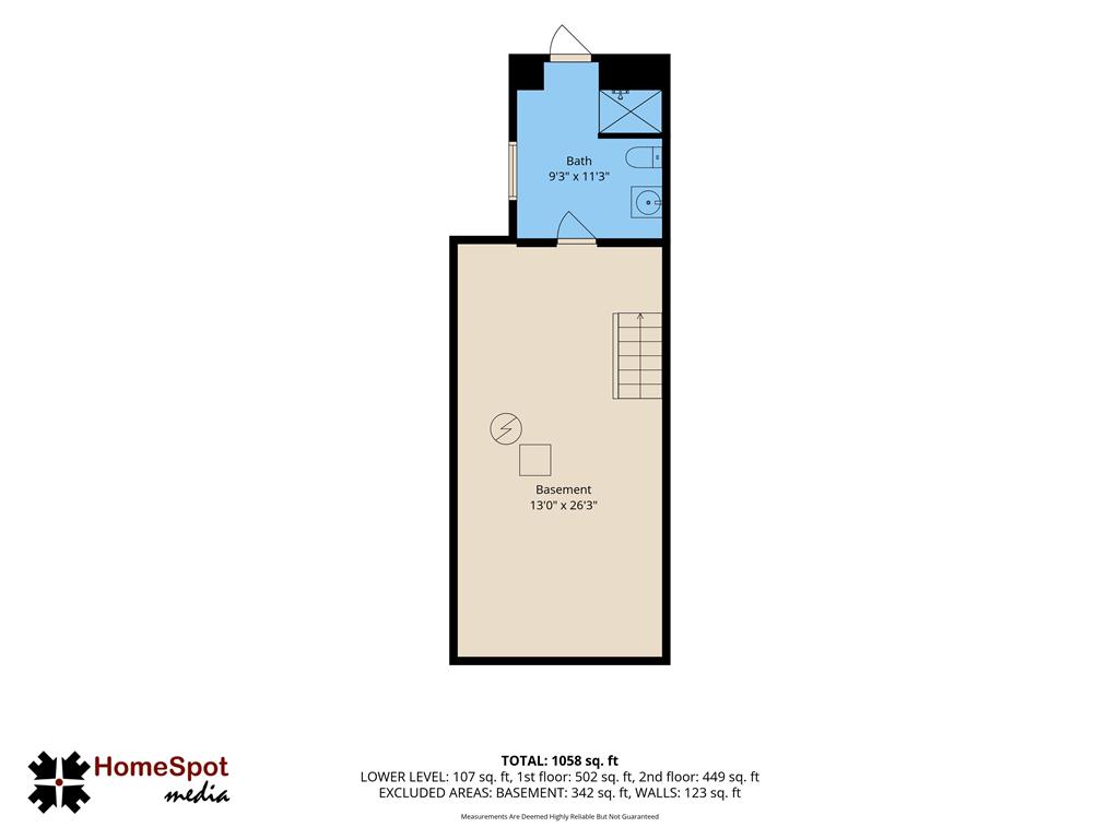 619 Sioux Street Bethlehem, PA 18015 - Photo 60 of 61 A comprehensive floor plan illustrating a basement and an adjoining bath layout.