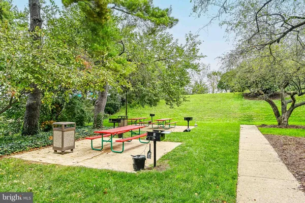 a view of a park with slide