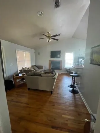 a living room with furniture