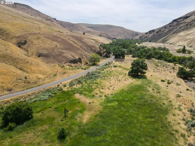 a view of a mountain with a field