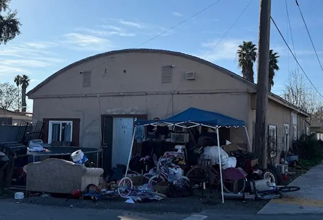 a front view of house with garage