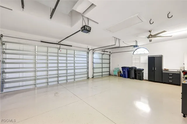 a view of a garage with furniture