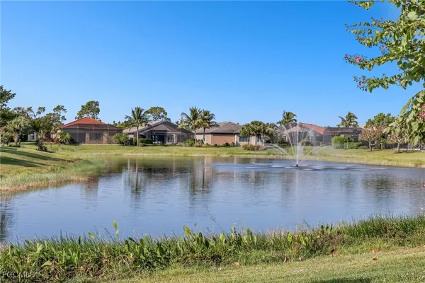a view of a lake with outdoor space