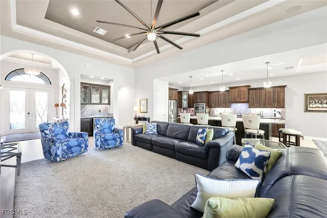 a living room with furniture