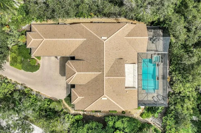 an aerial view of a house