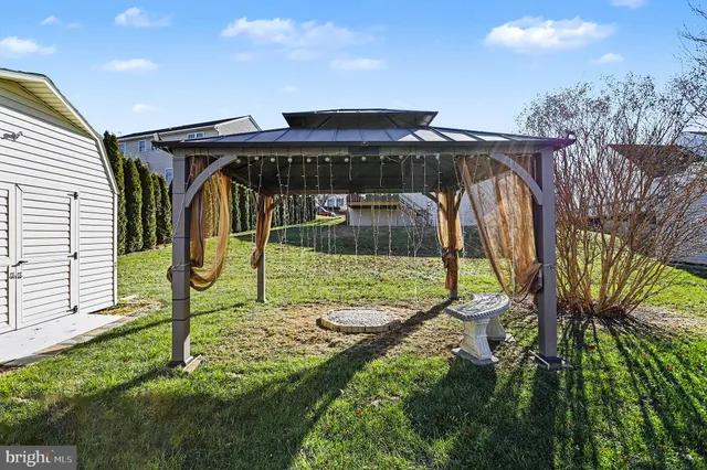a view of a park with a slide