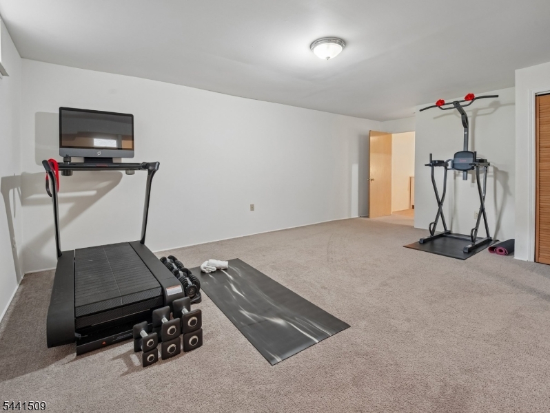 610 River Road Chatham, NJ 07928 - Photo 27 of 42 a room with gym equipment and a flat screen tv