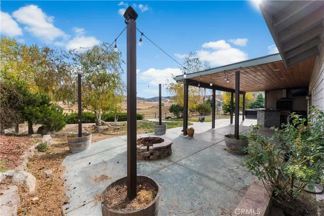 an aerial view of a house with a garden