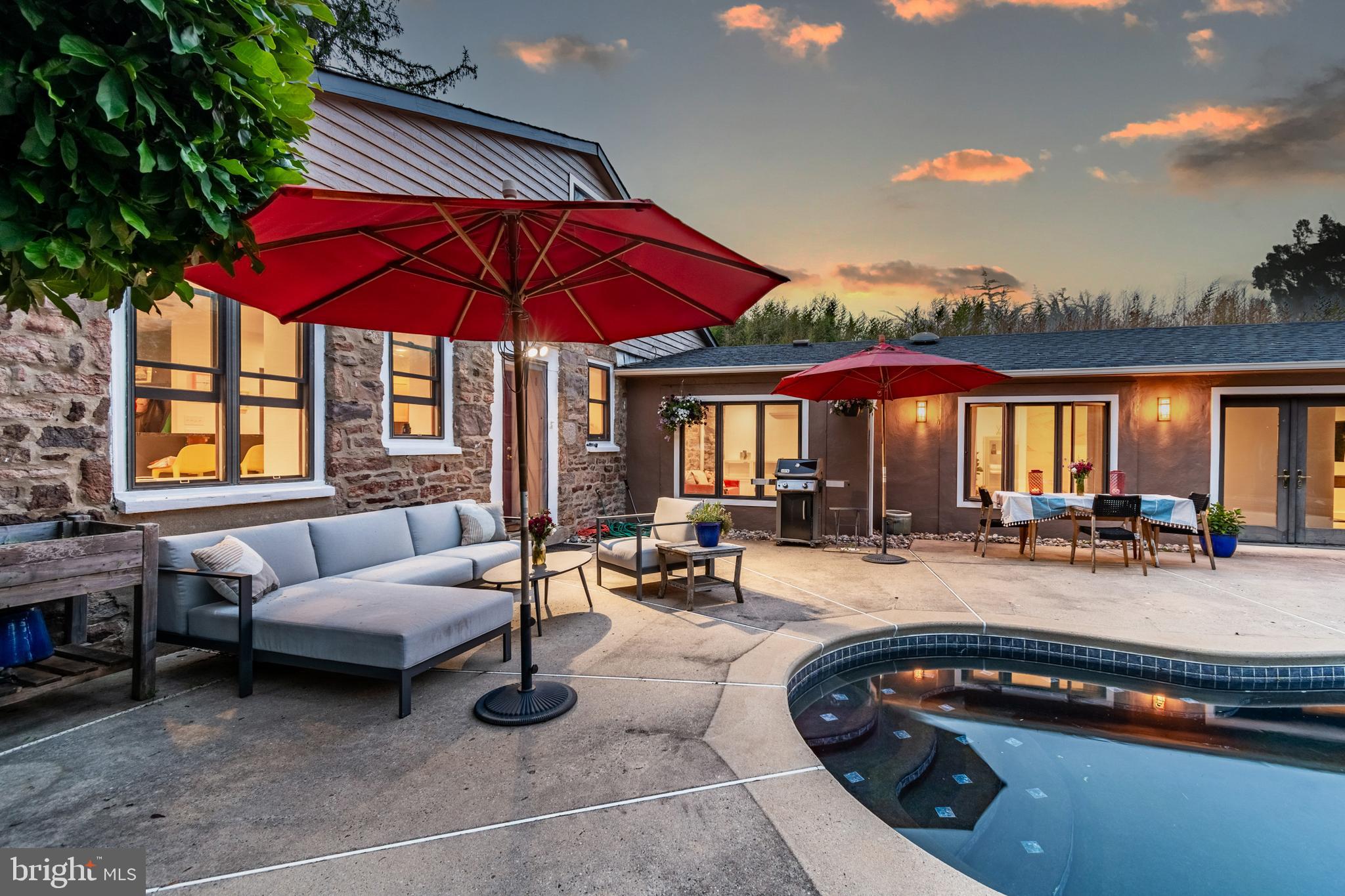 2539 Aquetong Road New Hope, PA 18938 - Photo 32 of 50 Expansive Patio Surrounds the Pool