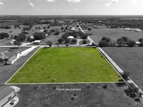 an aerial view of a pool
