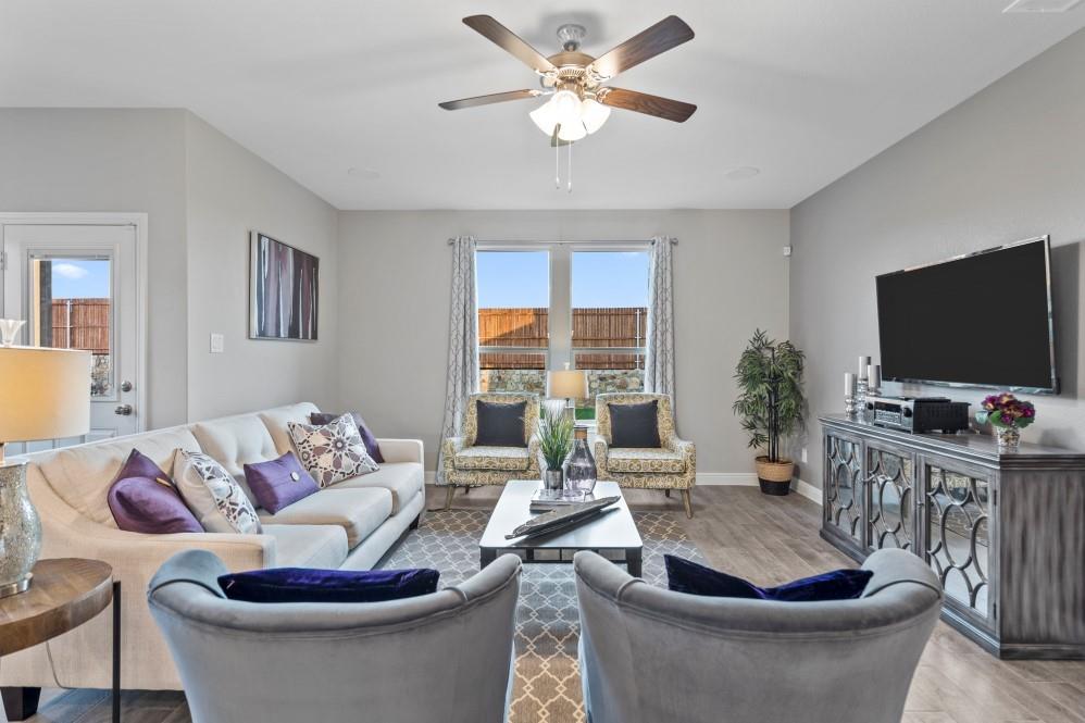 130 Hugo Court Rhome, TX 76078 - Photo 13 of 40 a living room with furniture and a flat screen tv