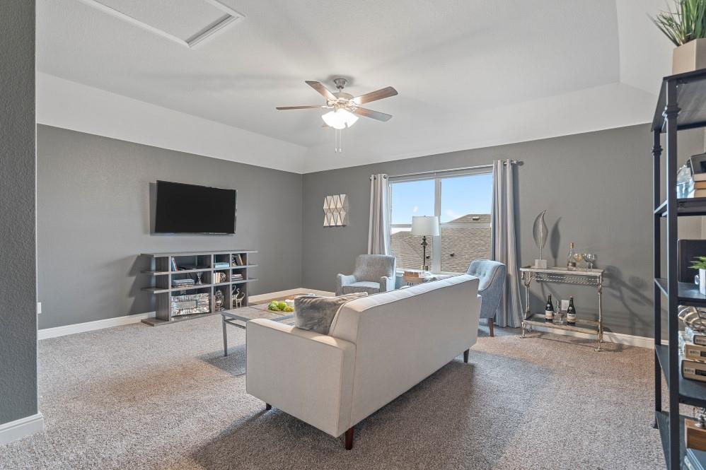 130 Hugo Court Rhome, TX 76078 - Photo 33 of 40 a living room with furniture and a flat screen tv