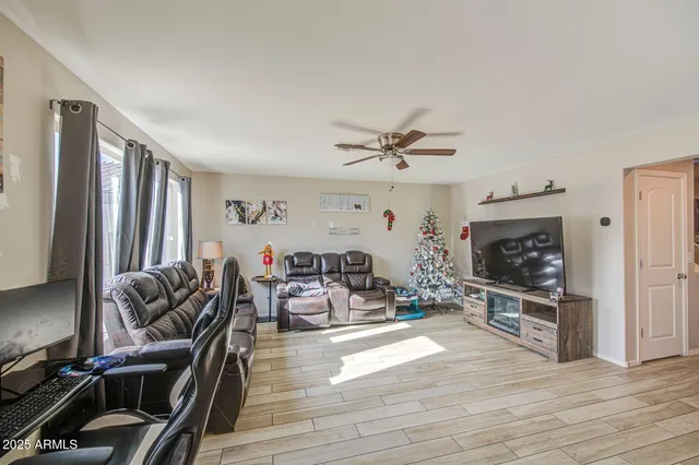 a living room with furniture