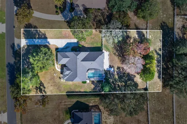an aerial view of a house