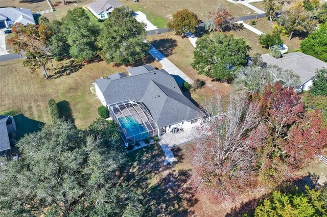 an aerial view of a house