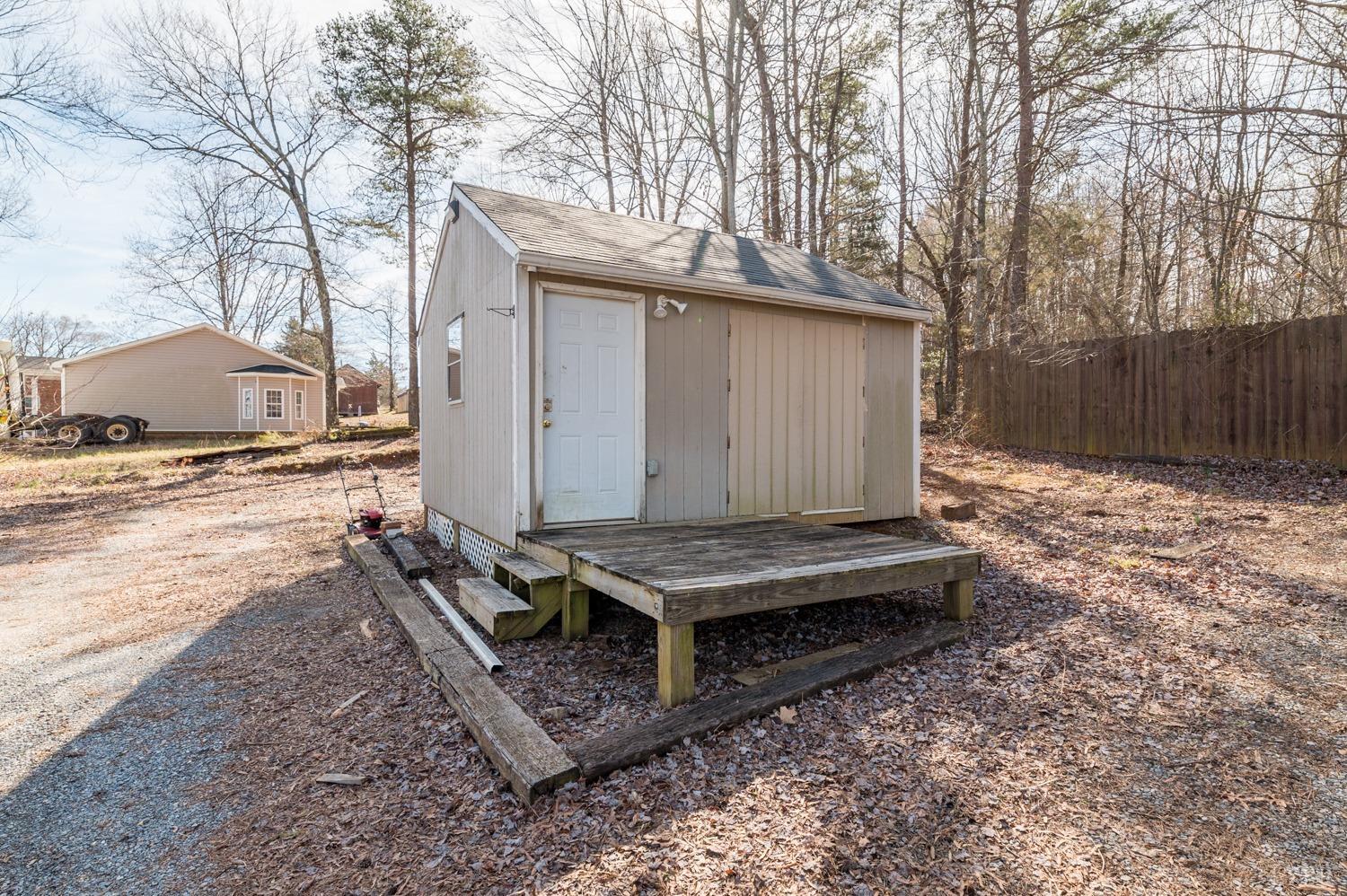 1274 English Tavern Road Rustburg, VA 24588 - Photo 36 of 43 a backyard of a house with wooden fence and large trees