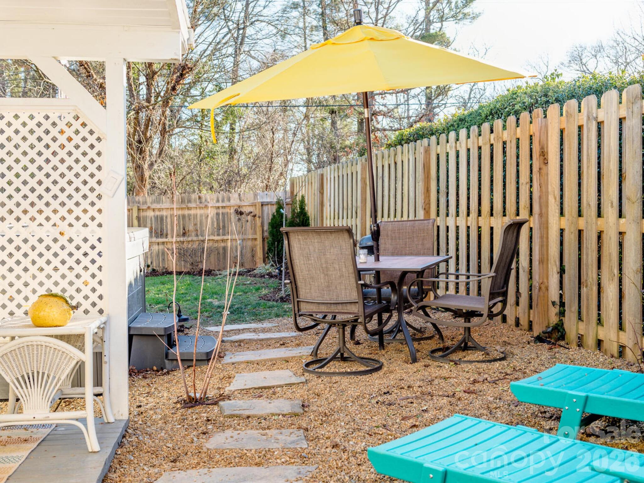 29 White Oak Road Arden, NC 28704 - Photo 31 of 42 a view of a backyard with table and chairs under an umbrella